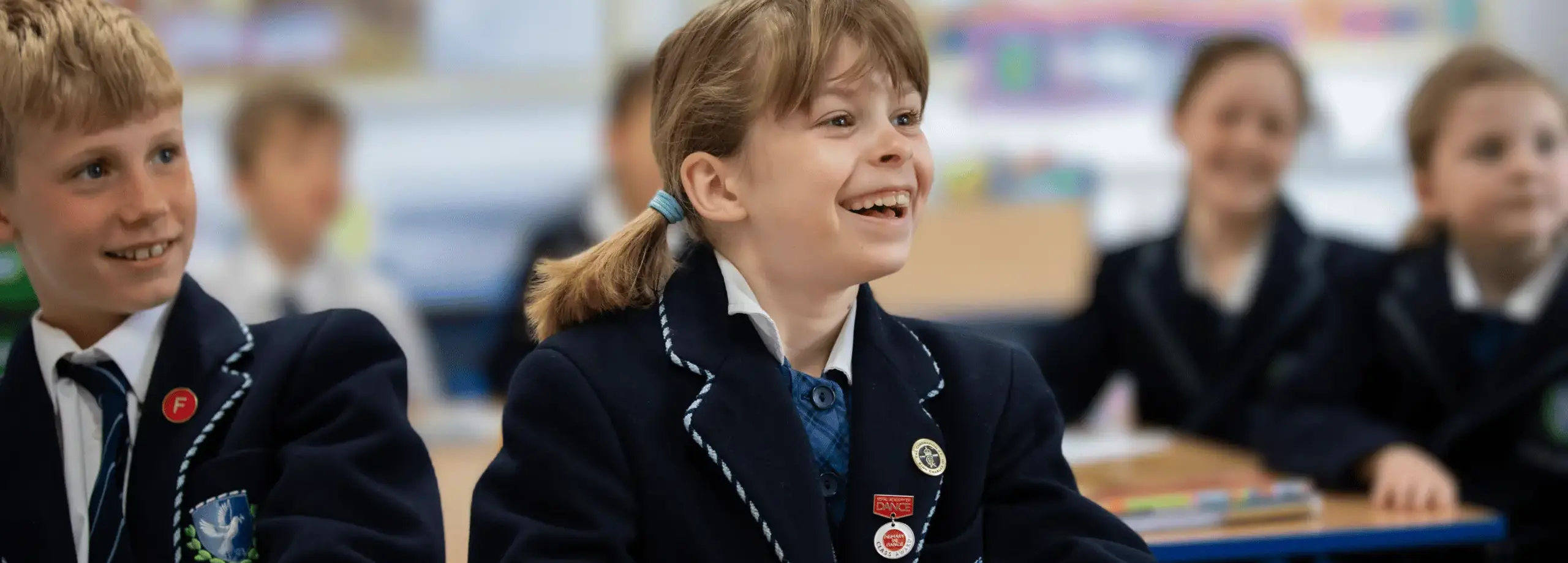 Student laughing in lesson