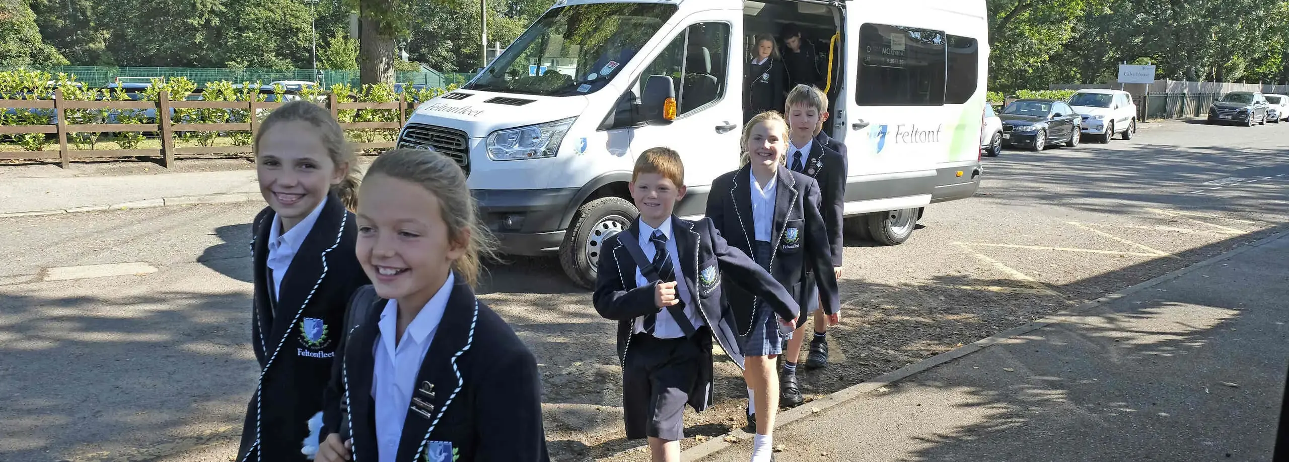 Pupils arriving at school on the bus