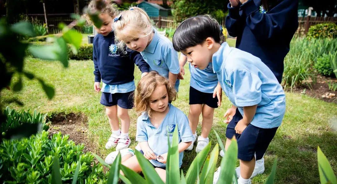 Students gardening