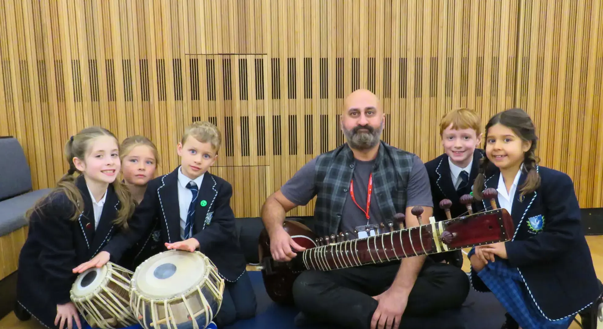 Pupils studying tabla drum and sitar EDI Feltonfleet Private School Surrey