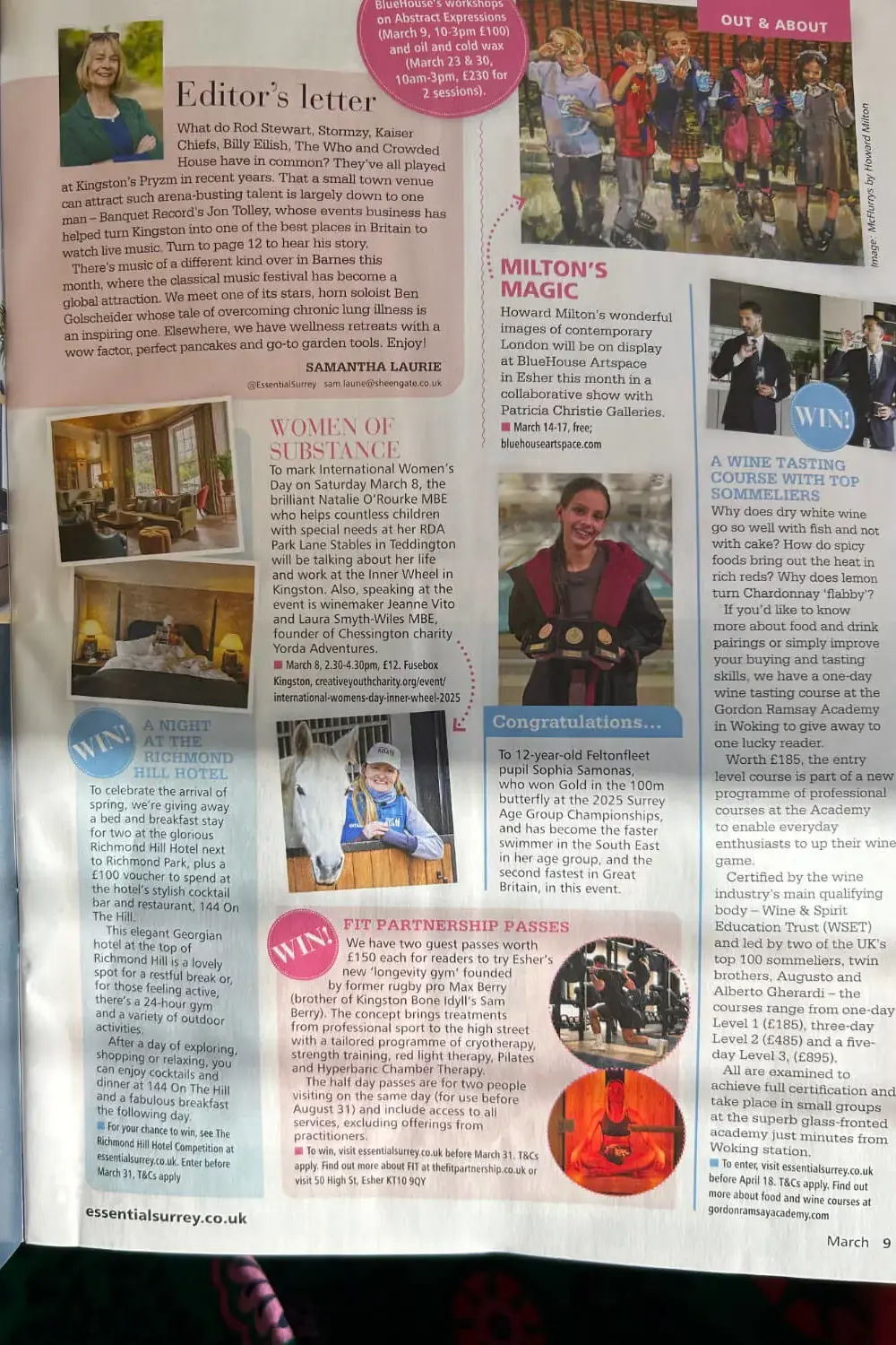 Photo of a magazine featuring Sophia's news