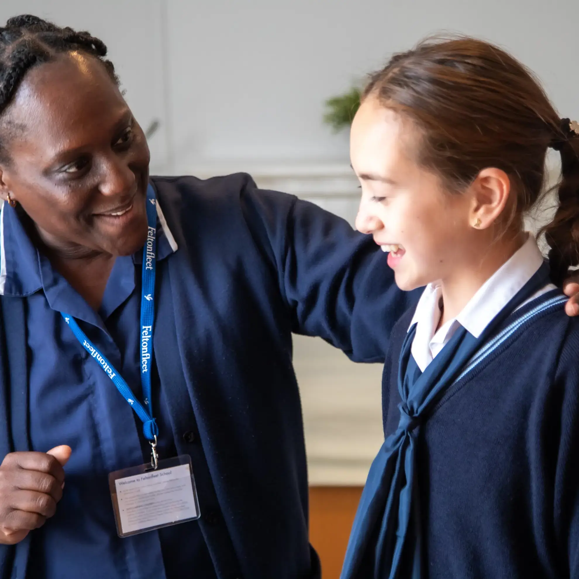 Student smiling with nurse