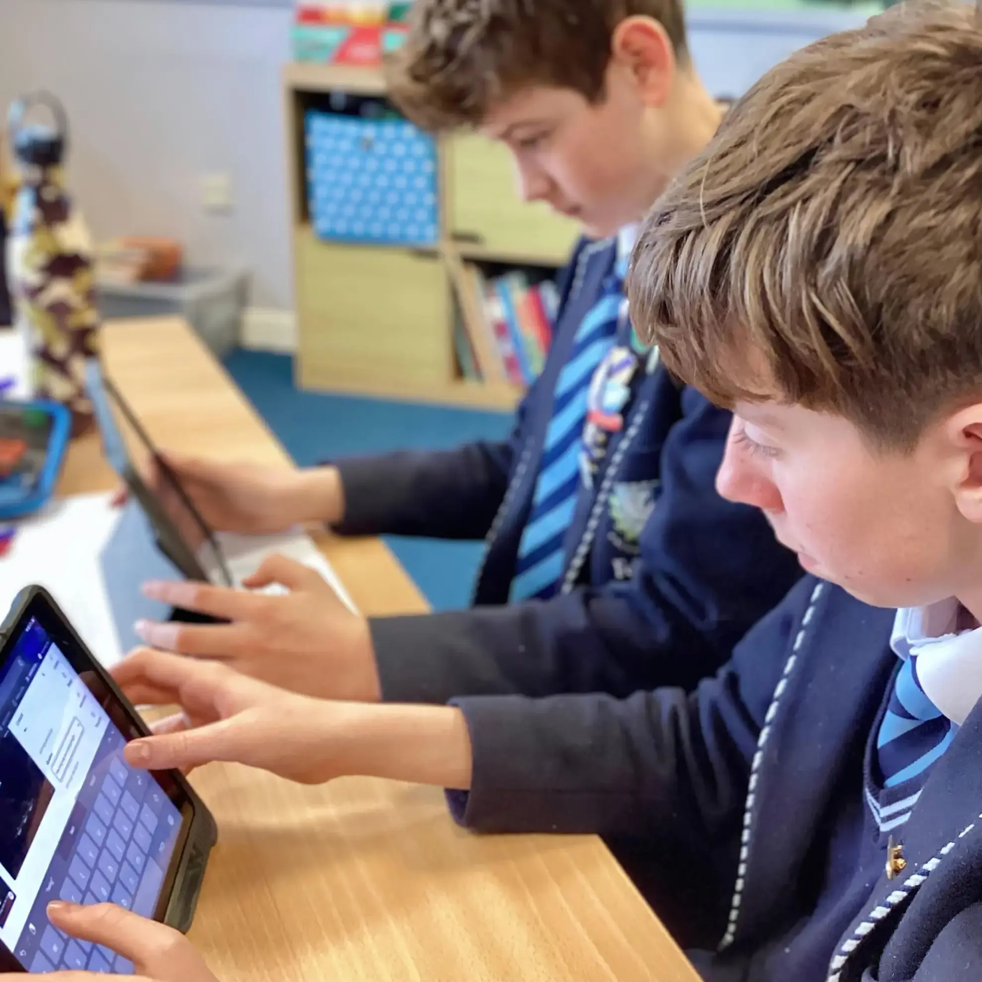 Students working on iPads