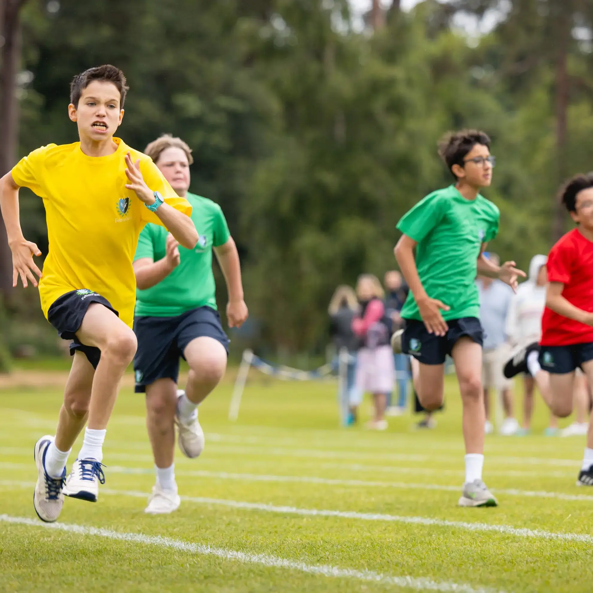 Students running in race