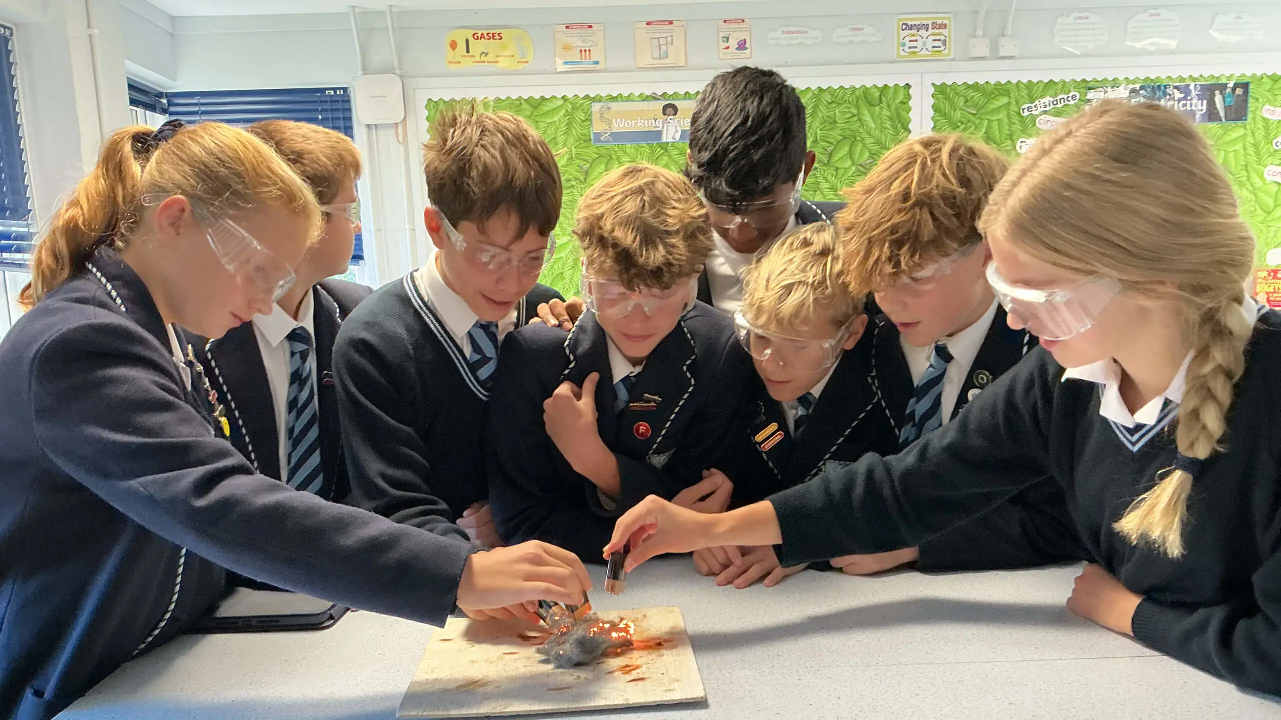 Pupils in science class