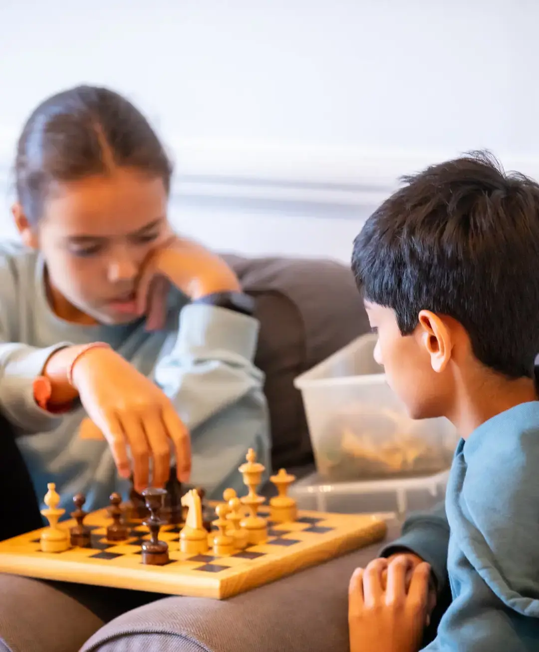 Students playing chess